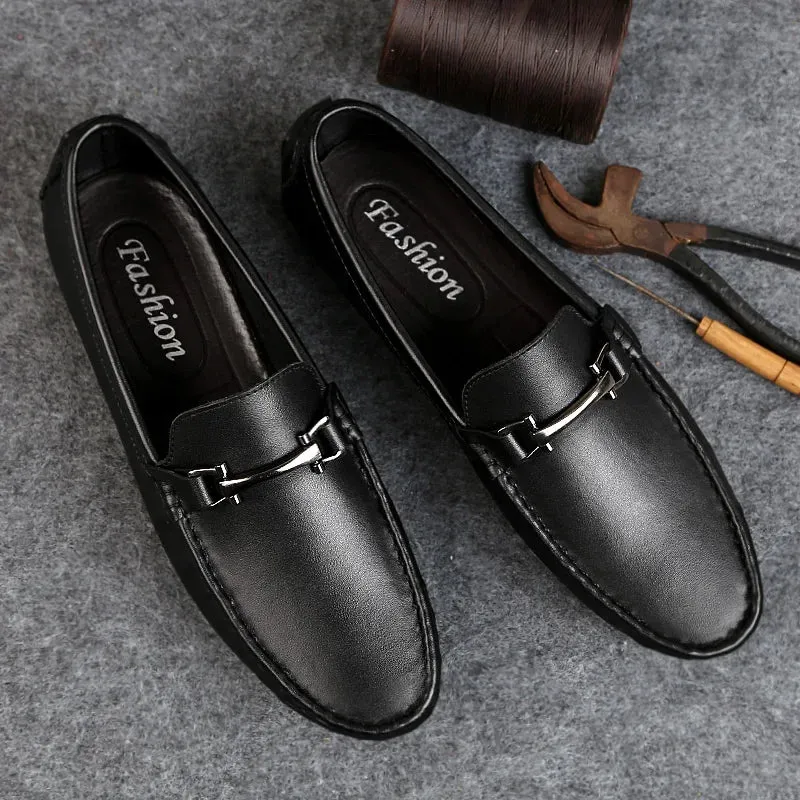 Hnzxzm Man Shoes Classic Fashion Italian Style Genuine Leather Men Loafers Slip-On Mens Leather Loafers Good Quality Men Luxury Shoes