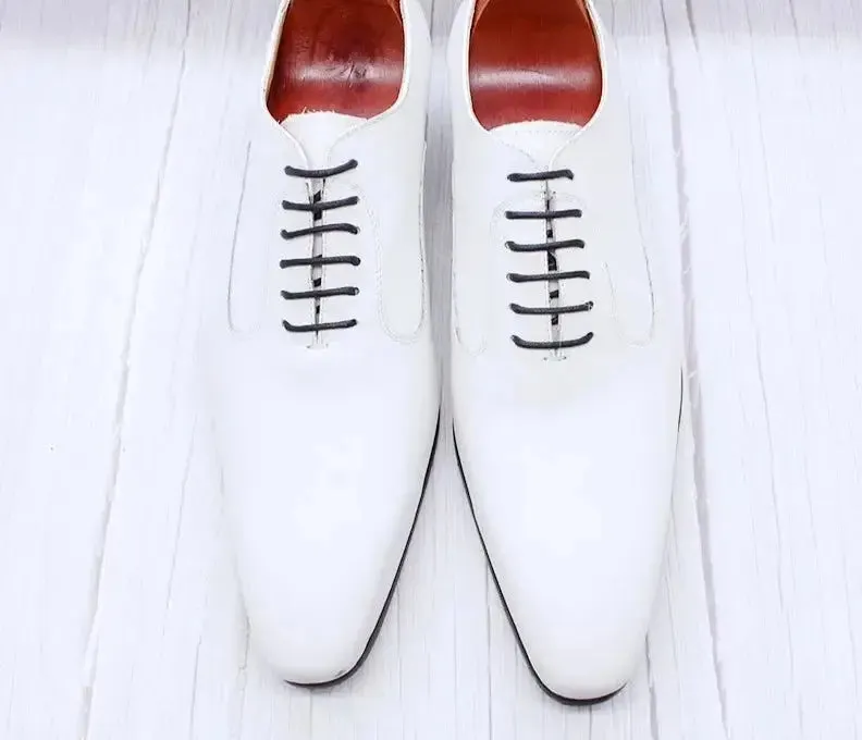 il Blanko -  Men's White Leather Oxford Dress Shoes (Whole Cut Oxfords)