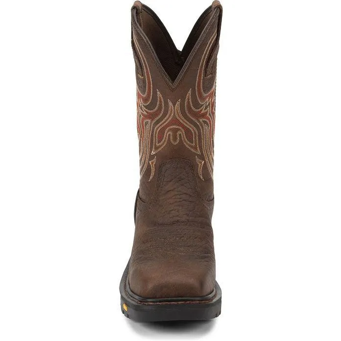 Justin Men's Driscoll 11" Steel Toe Western Work Boot -Brown- WK2111