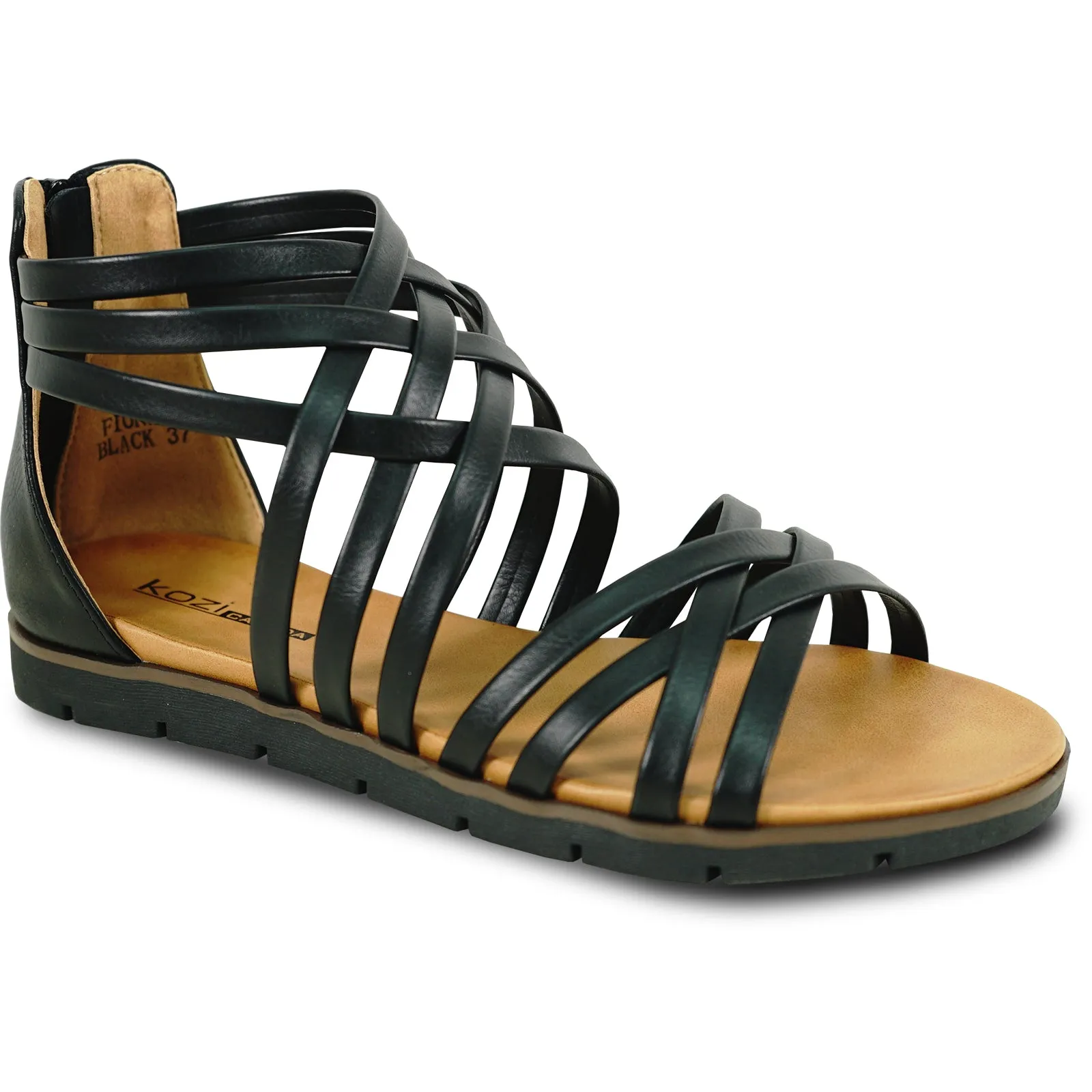 KOZI Women Sandal FIONA-2 Comfort Flat Sandal Black