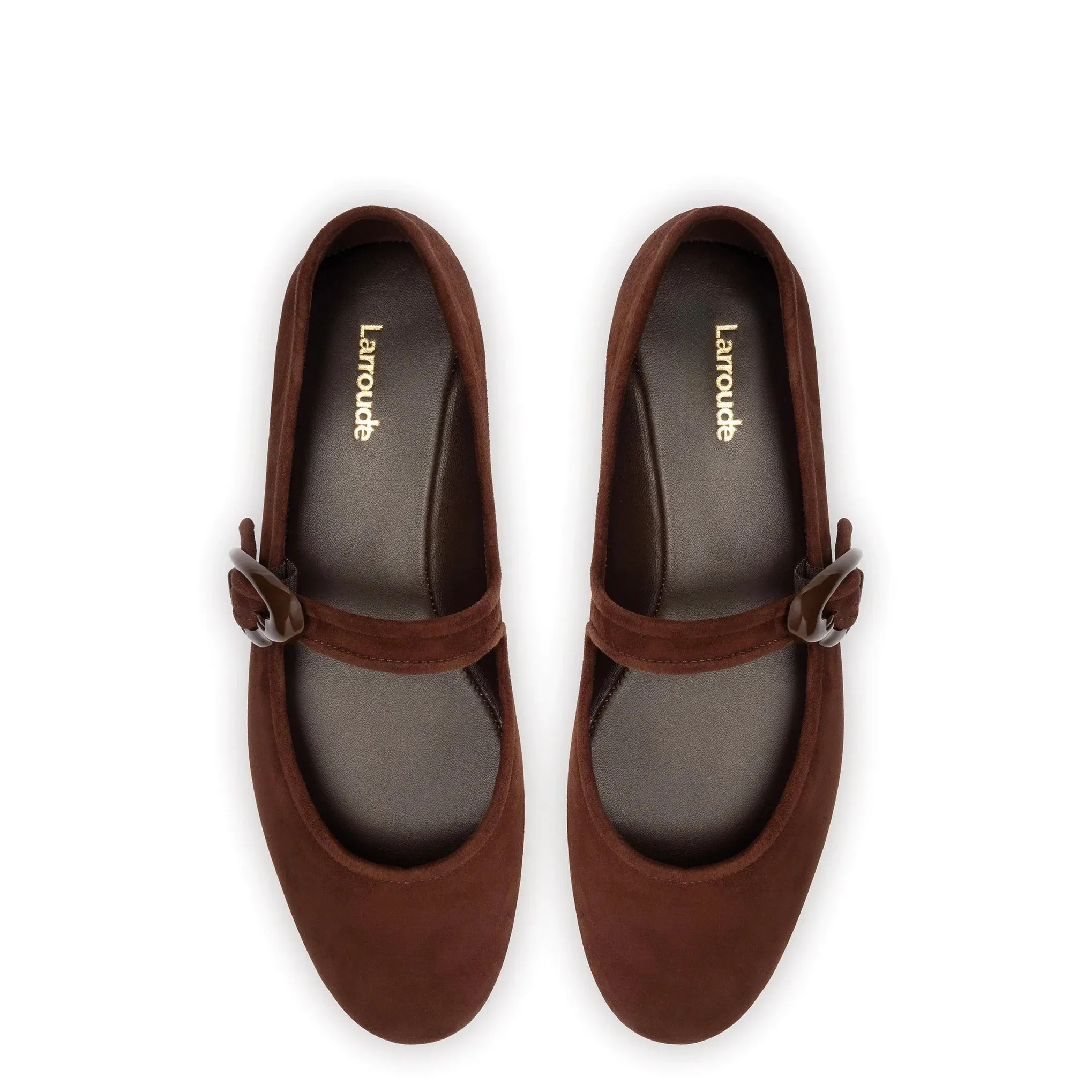 Larroude Verona Ballet Flat In Brown Suede