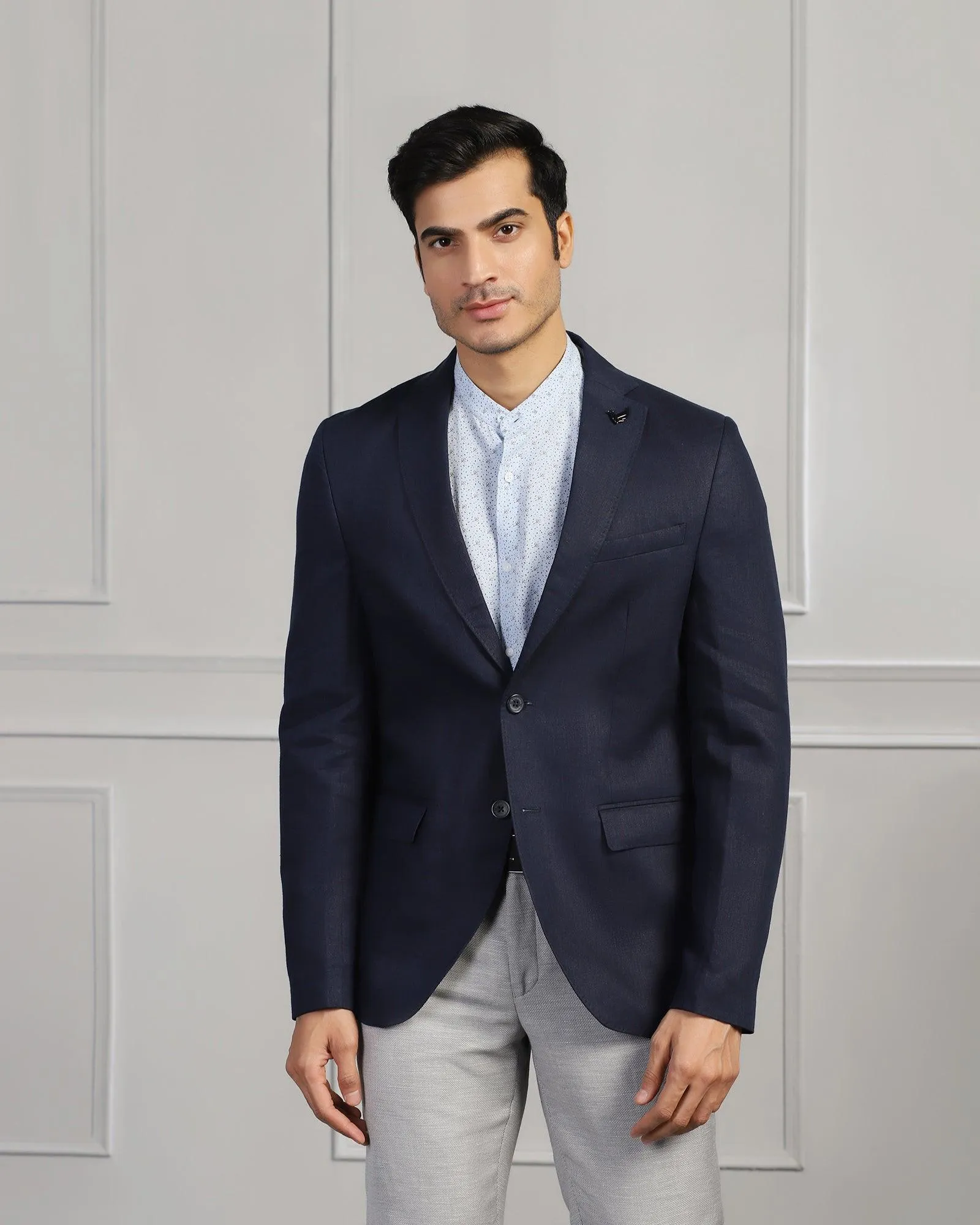 Linen Formal Navy Solid Blazer - Jonah