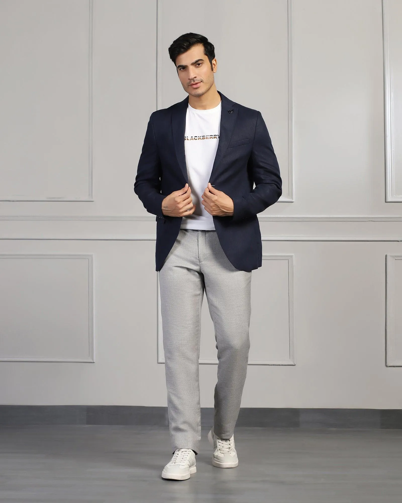 Linen Formal Navy Solid Blazer - Jonah