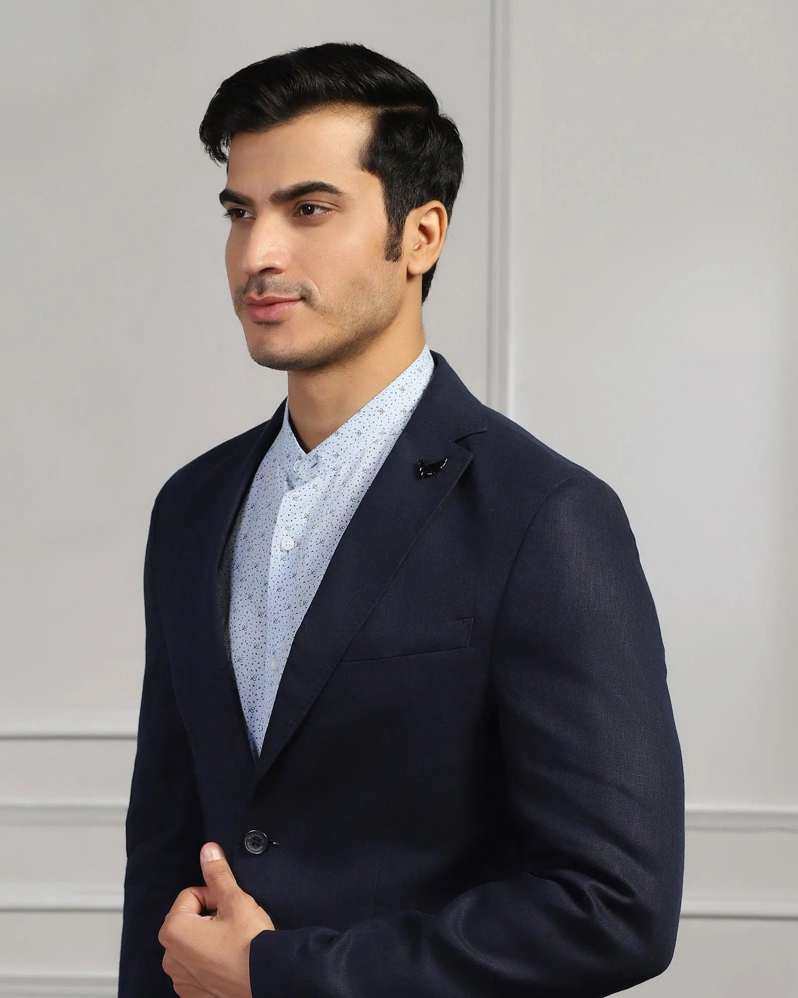 Linen Formal Navy Solid Blazer - Jonah