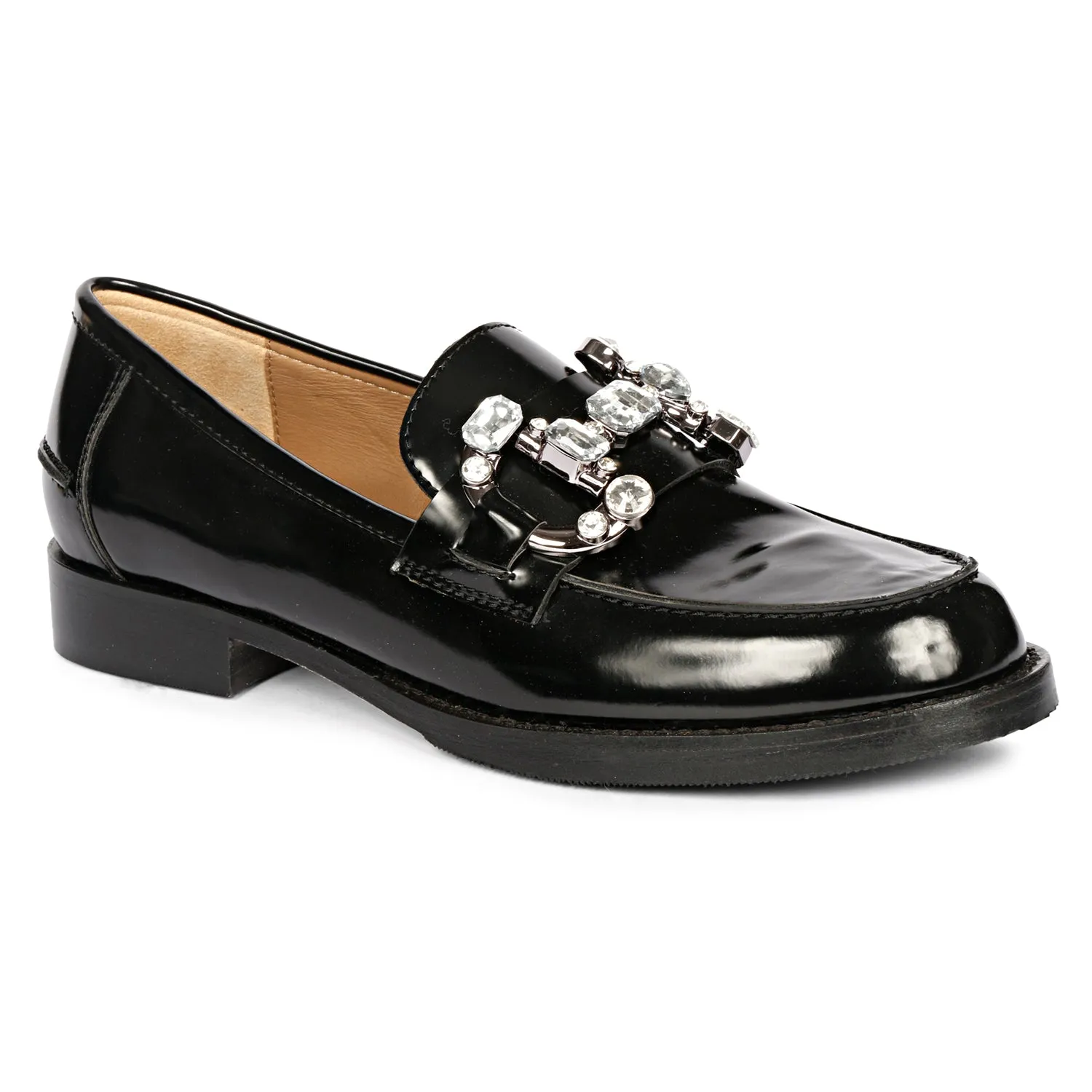 Livia Black Abrasivato Leather Loafer