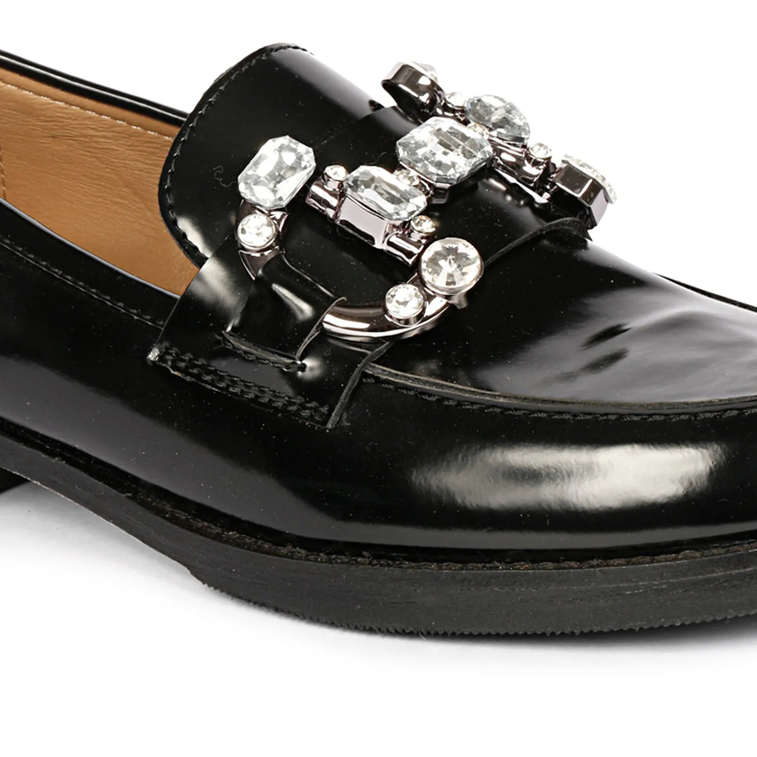 Livia Black Abrasivato Leather Loafer