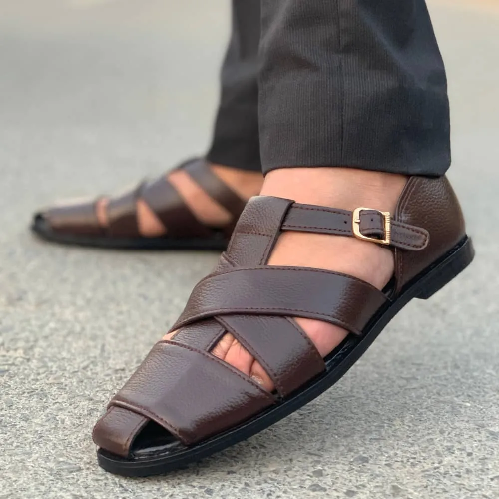 LS Pure Leather Handmade Brown Mild Sandal- 688