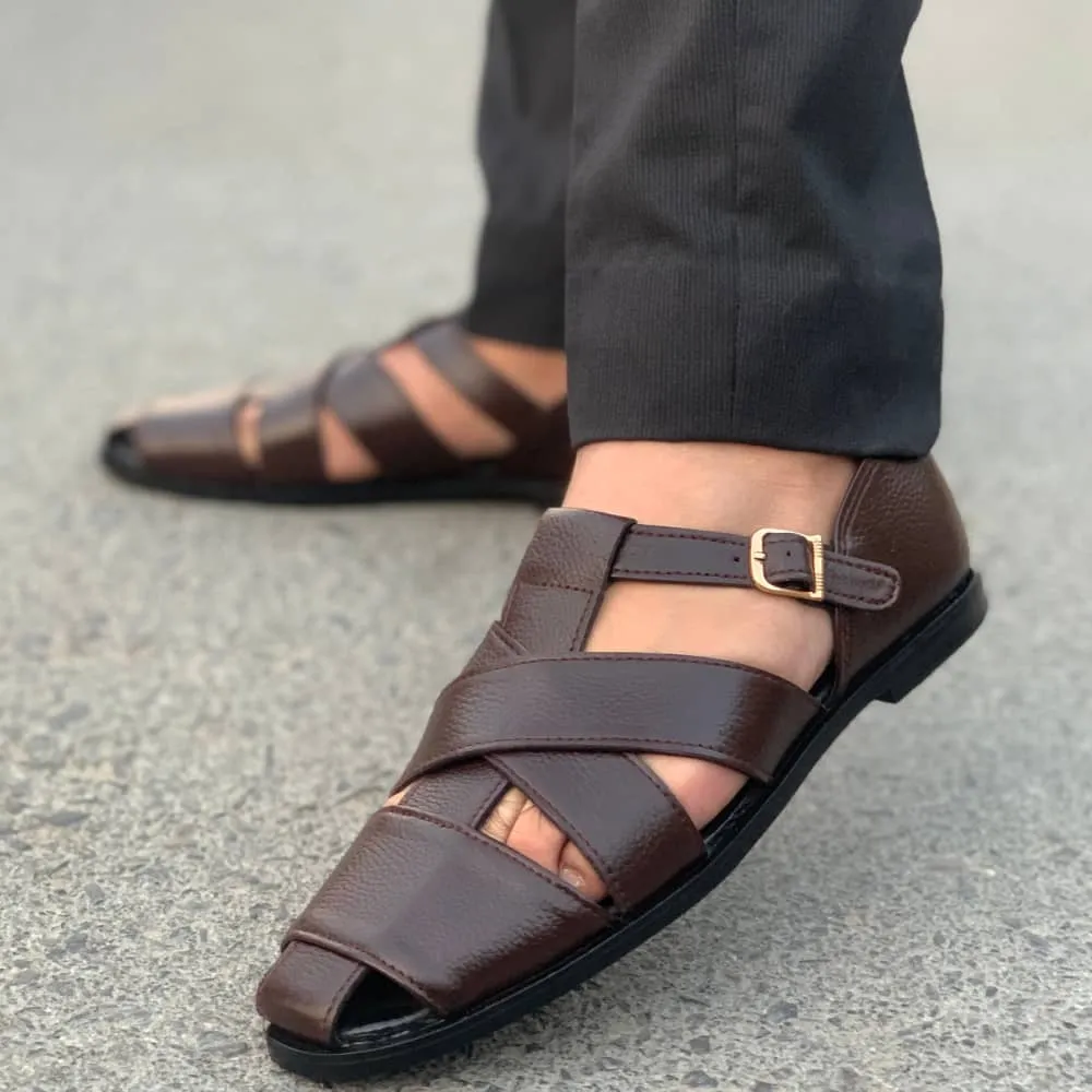 LS Pure Leather Handmade Brown Mild Sandal- 688