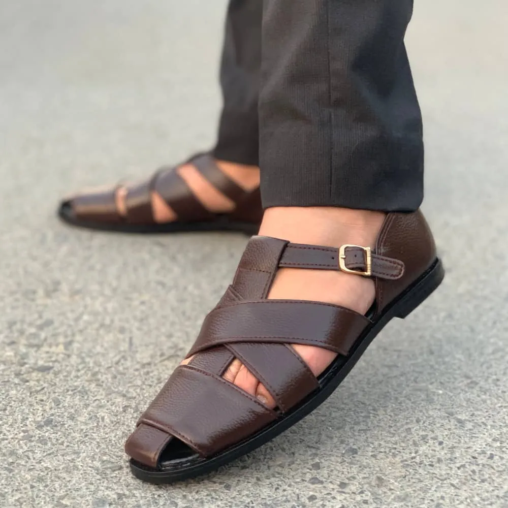 LS Pure Leather Handmade Brown Mild Sandal- 688