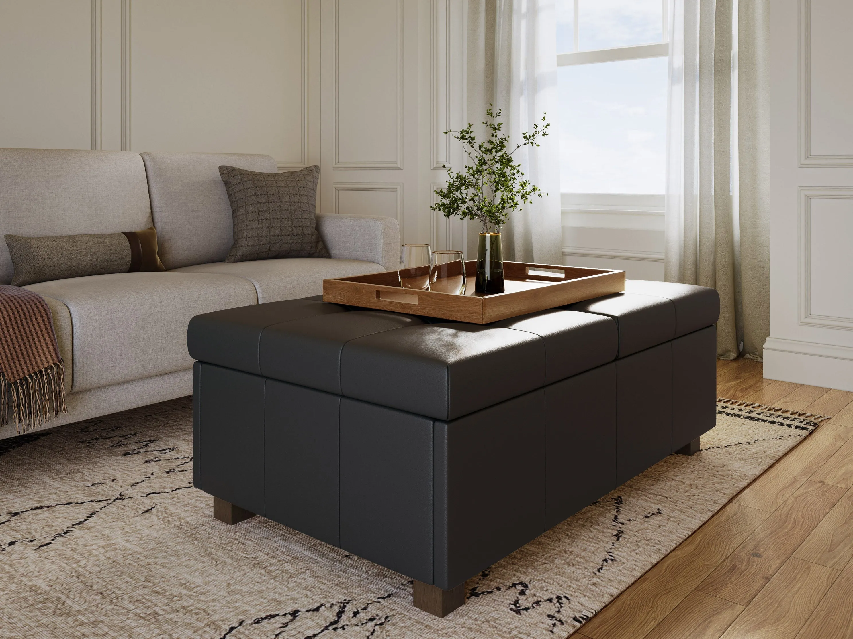 Matte Black Deluxe Storage Ottoman