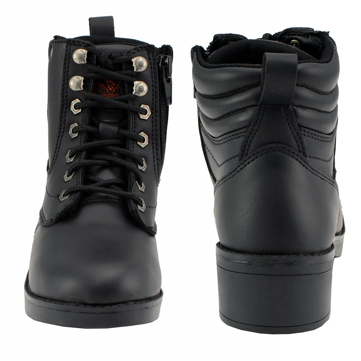 Milwaukee Leather MBK9275 Boys Black Lace-Up Boots with Side Zipper Entry