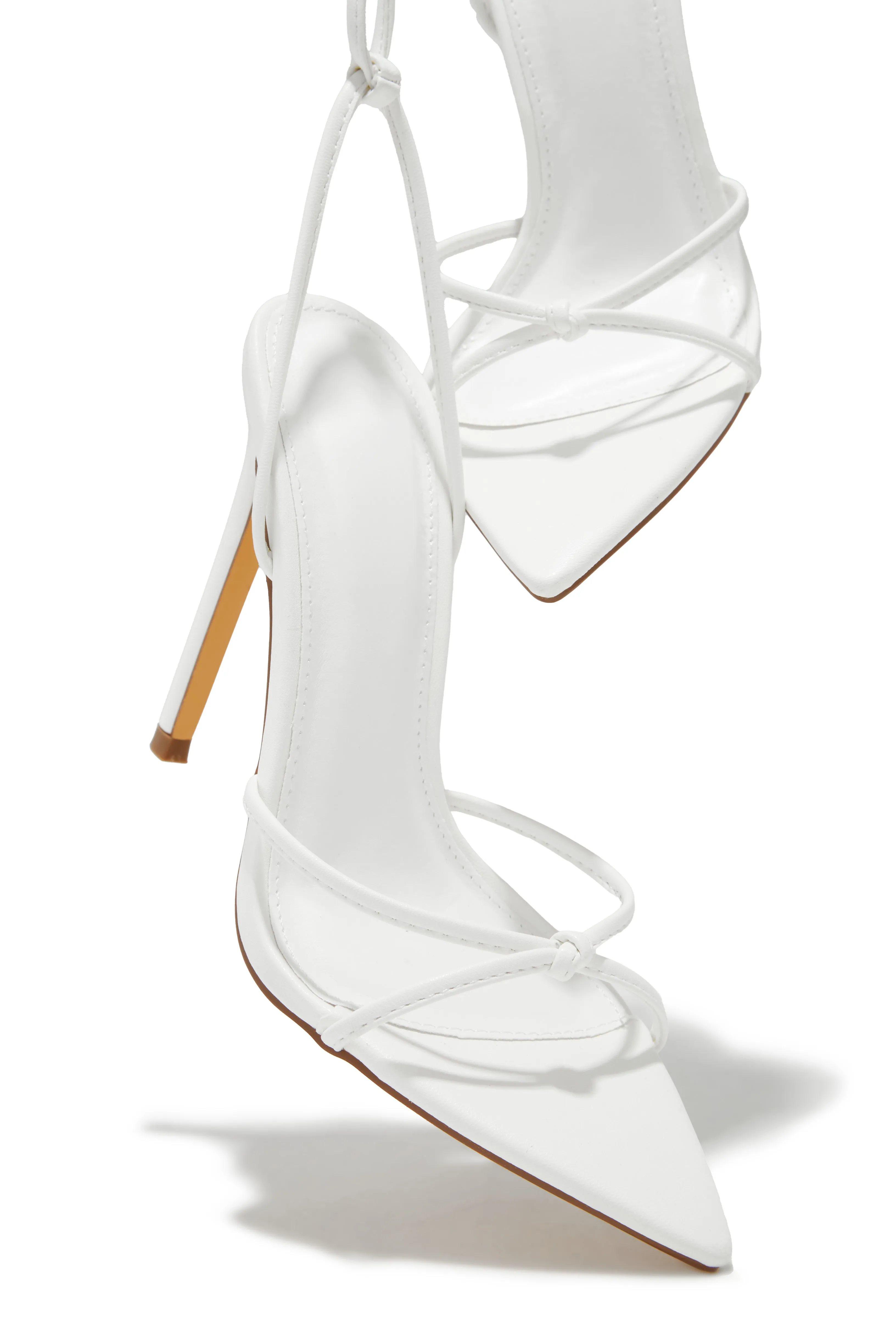 Nayeli Lace Up Single Sole Heels - White