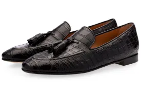 PHILIPPE CROCODILE BLACK LOAFERS