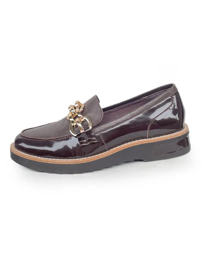 ROSKAR Loafers Choc Patent Mix