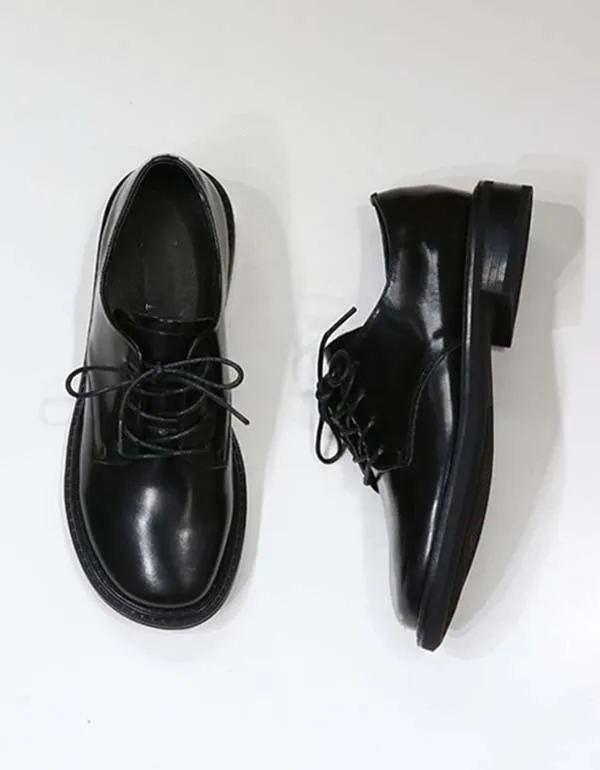 Round Head Handmade Vintage Leather Shoes