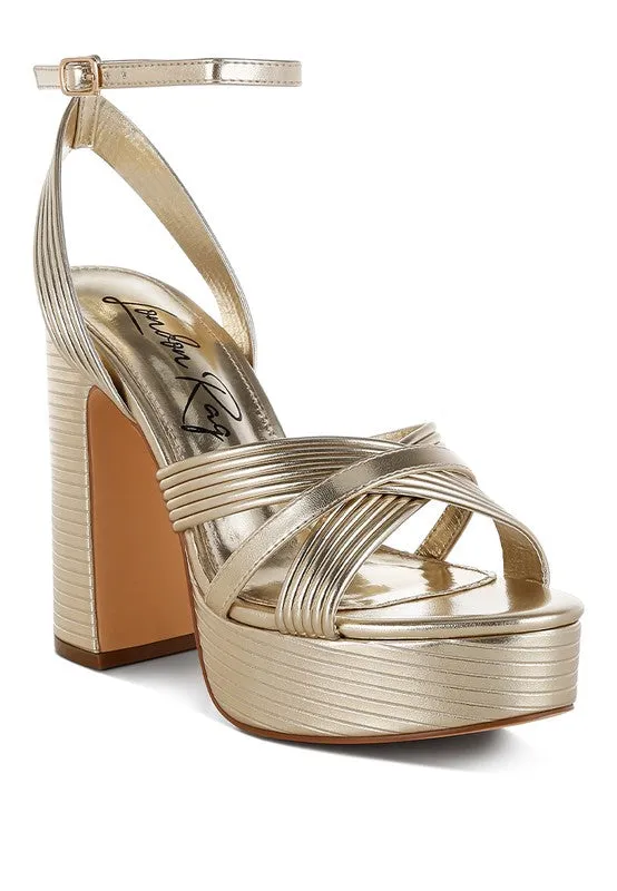 Socialite Metallic Ankle Strap Heel Sandals