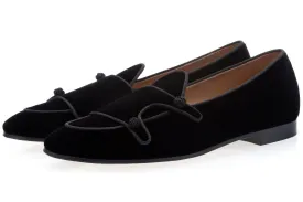 TANGERINE 7 VELOUR BLACK BELGIAN LOAFERS