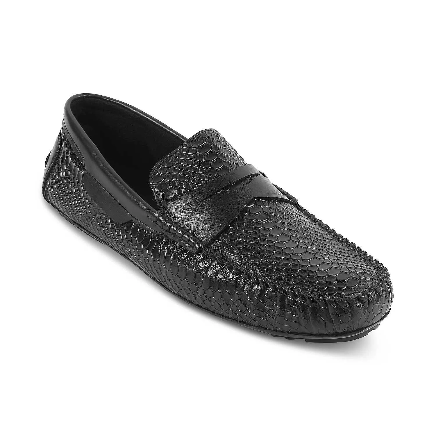 The Argon Black Men's Leather Driving Loafers Tresmode