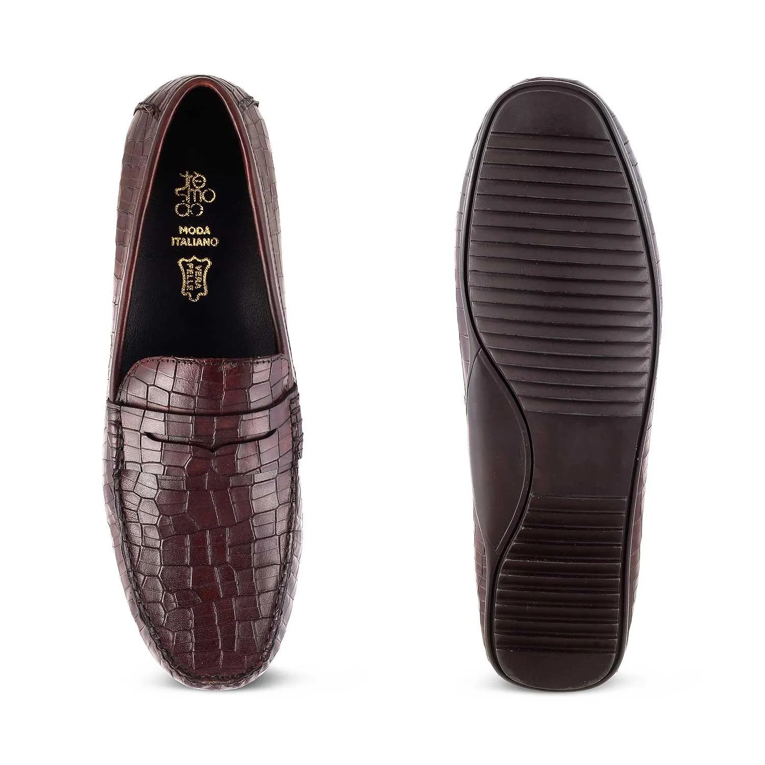 The Avyo Brown Men's Leather Loafers Tresmode