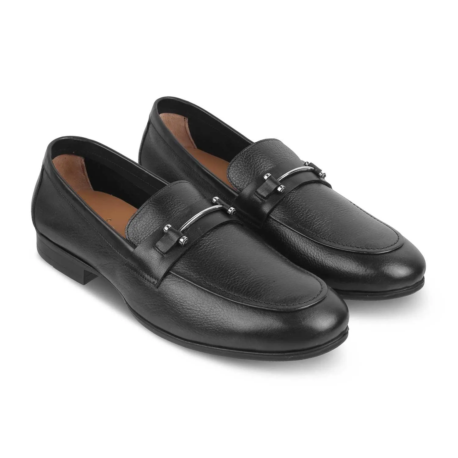 The Bone Black Men's Leather Loafers Tresmode