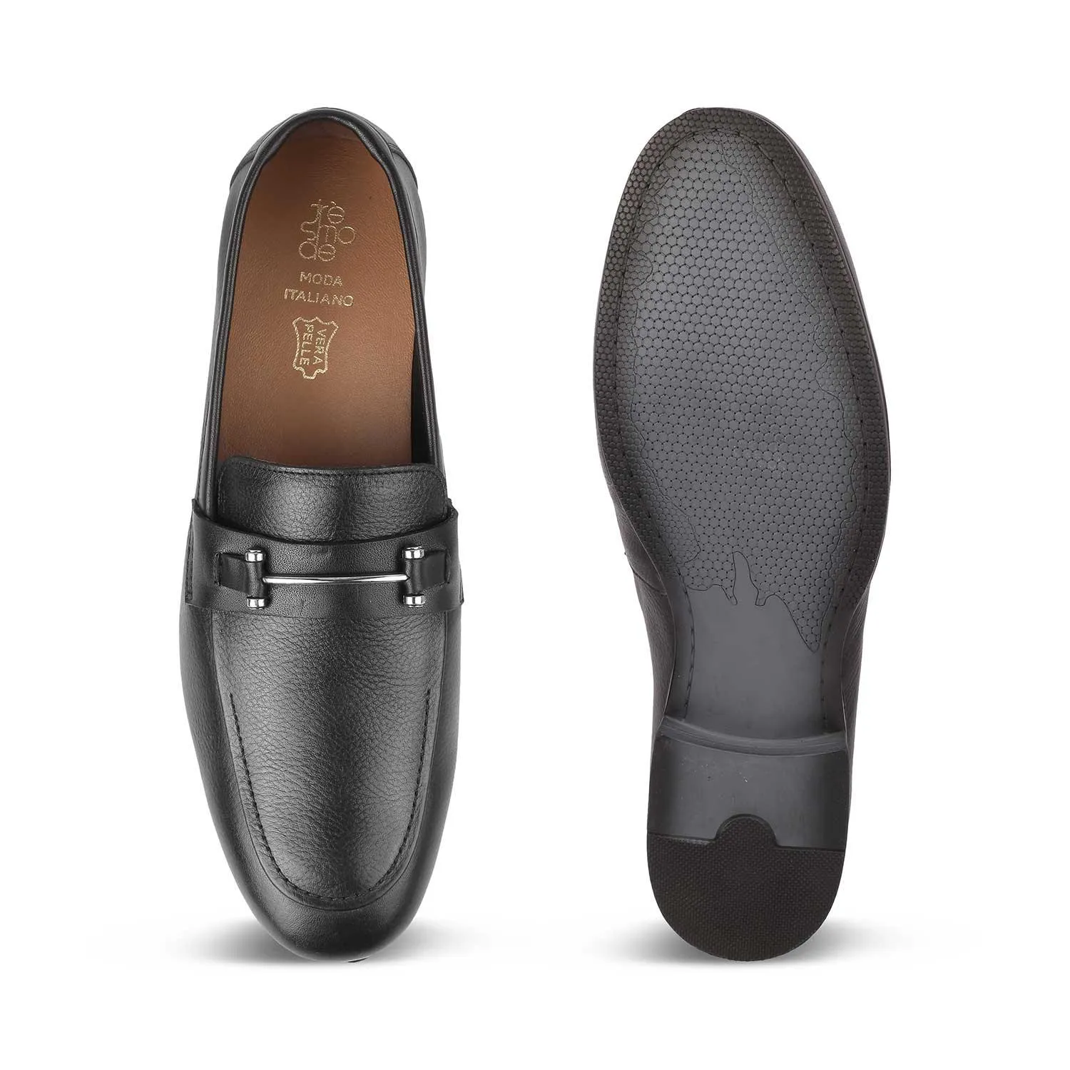 The Bone Black Men's Leather Loafers Tresmode