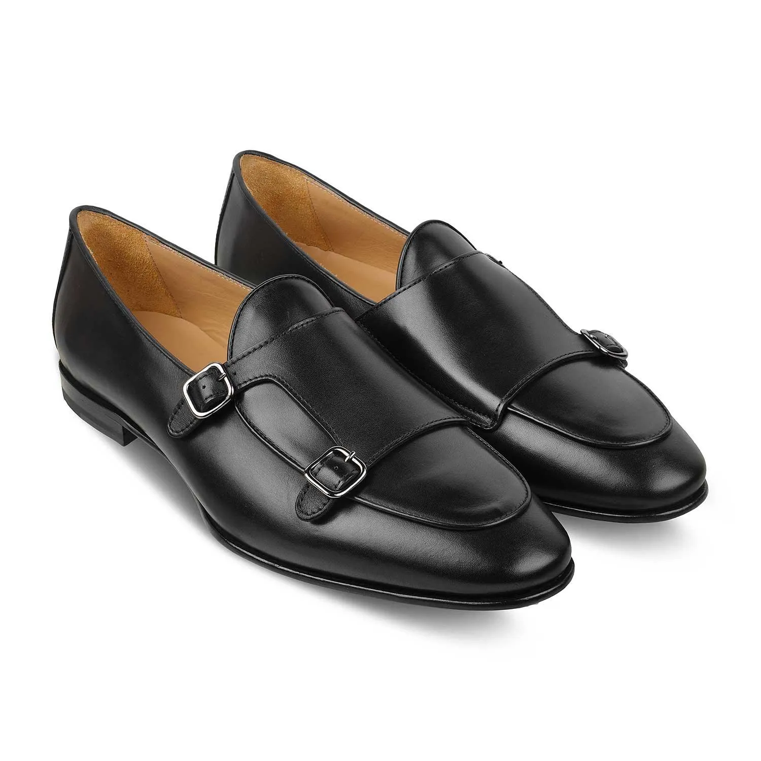 The Maccabeo Black Men's Handcrafted Double Monk Shoes Tresmode