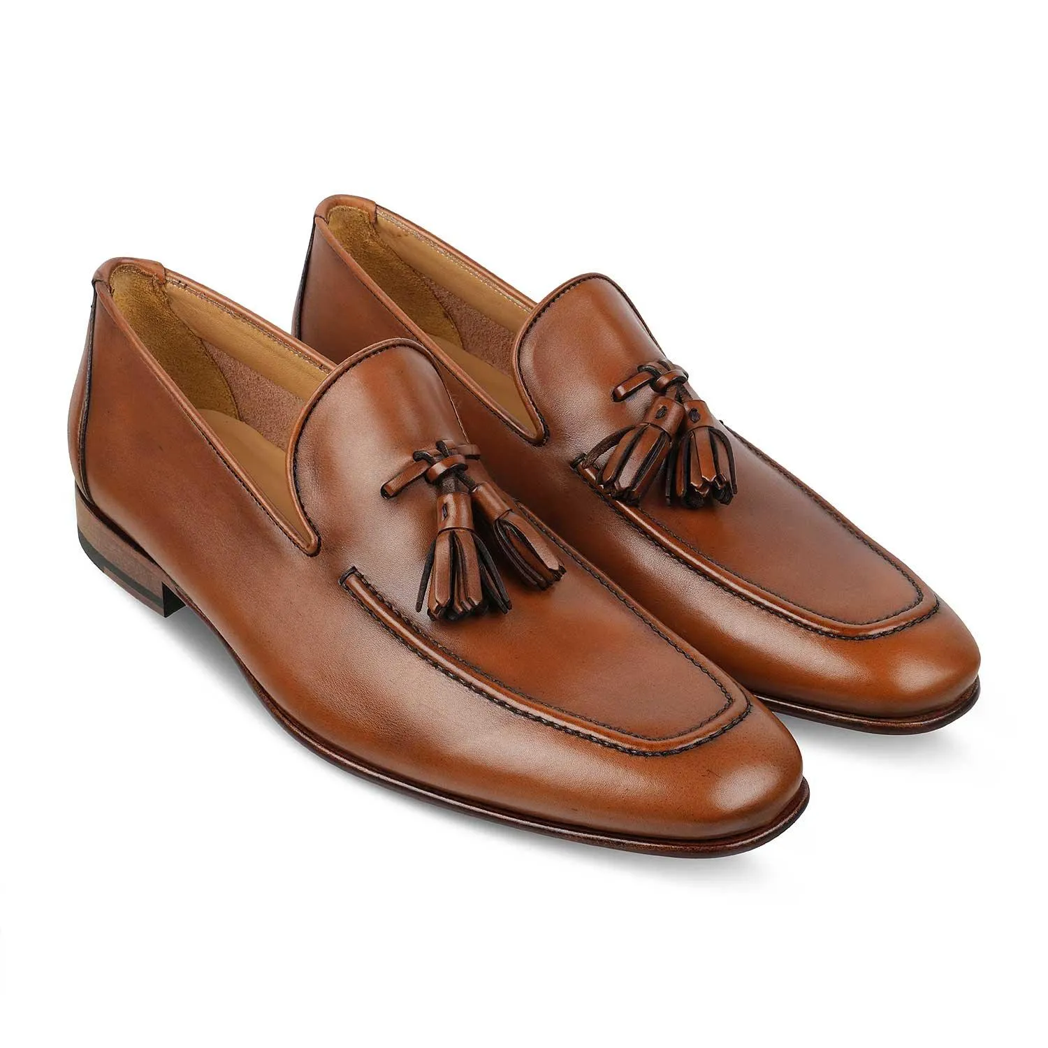 The Maffeo Tan Men's Handcrafted Leather Loafers Tresmode