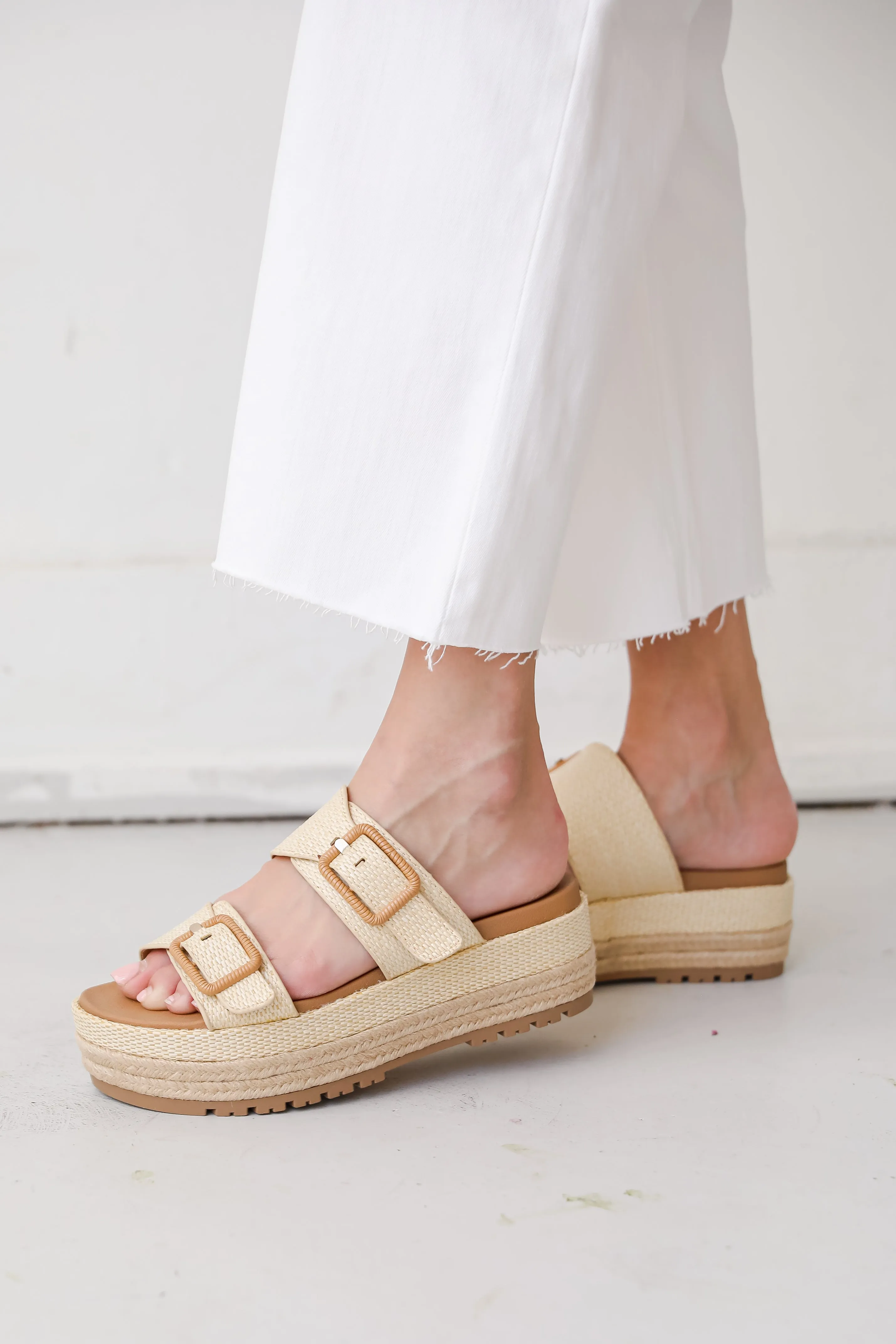 To The Tropics Natural Platform Double Strap Sandals