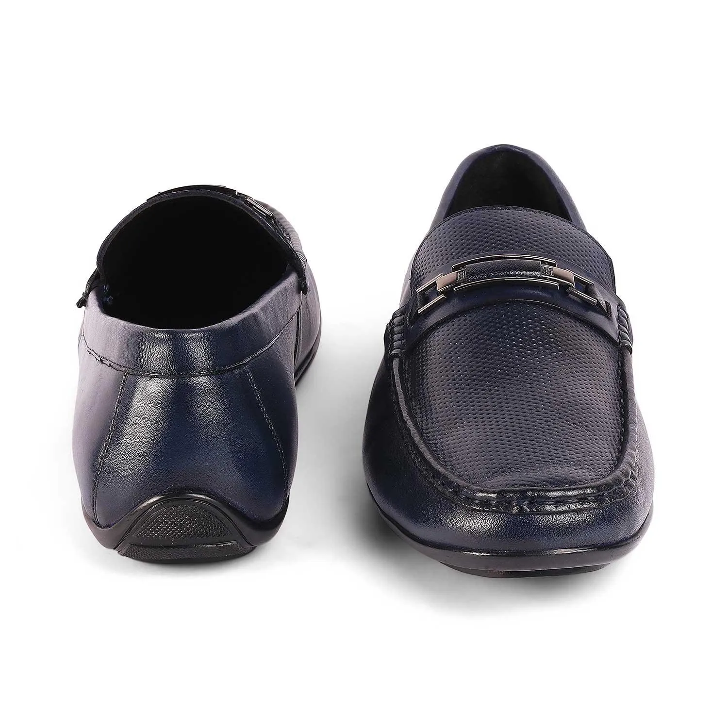 Tresmode Abia Blue Men's Leather Driving Loafers