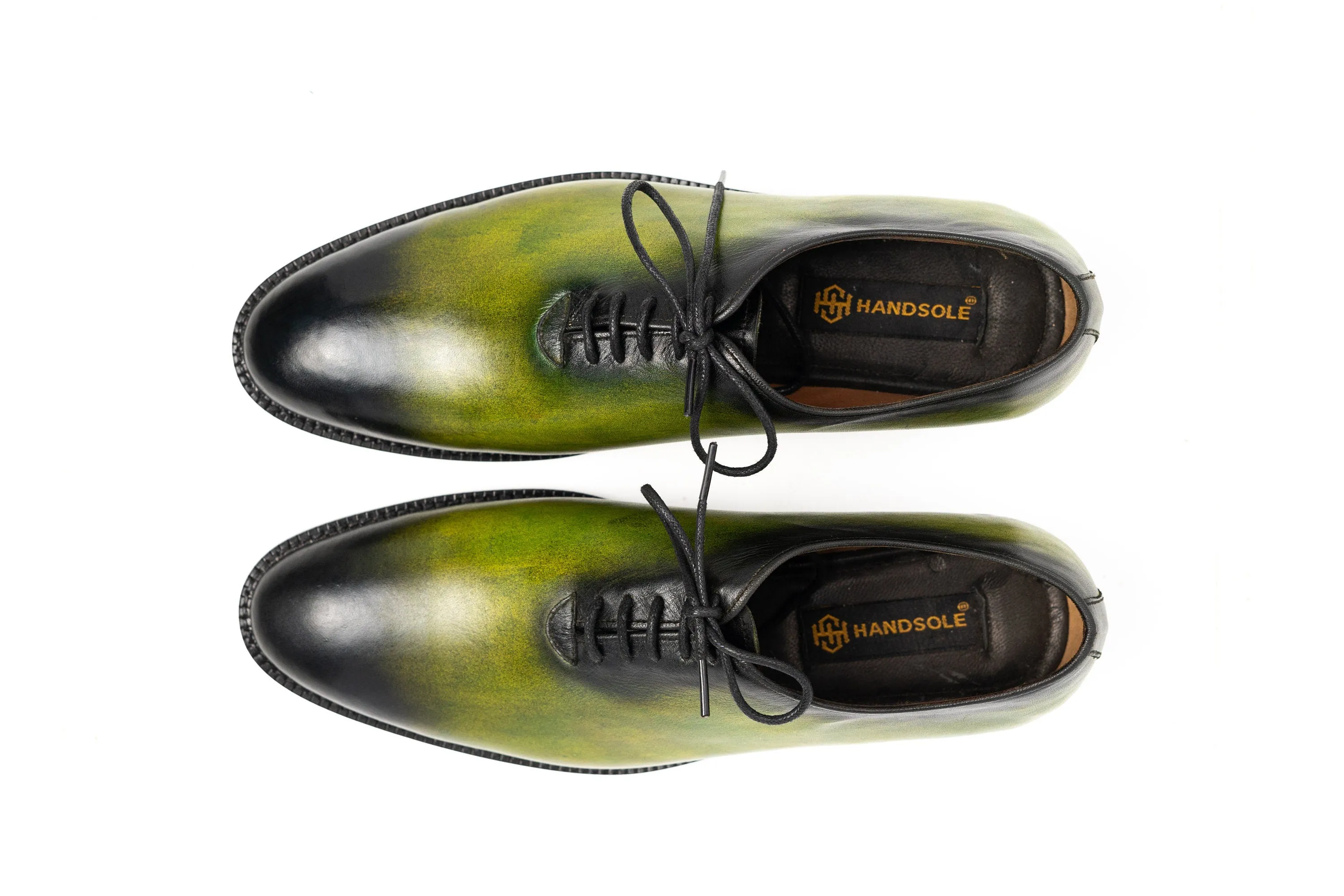 Wholecut Oxford Shoes Men Hand Welted Real Crust Leather Luxury Shoes Made To Order Customized Formal Shoes Suit Shoes Green Patina Shoes