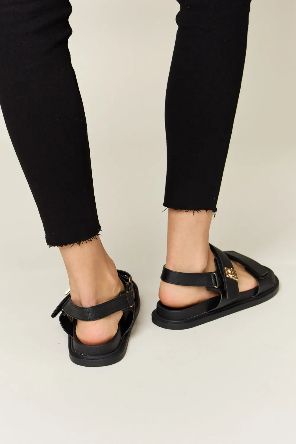 WILD DIVA Velcro Double Strap Slingback Sandals