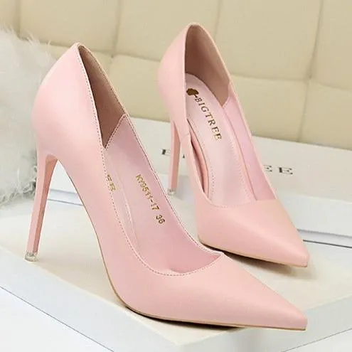 Women pointed toe high heels stiletto 4 inch heels