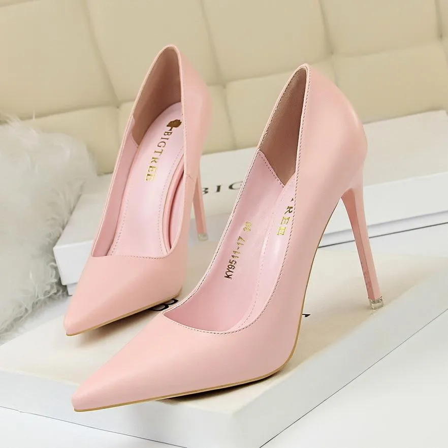 Women pointed toe high heels stiletto 4 inch heels