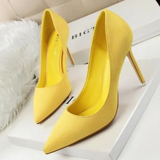 Women suede pointed toe stiletto heels | Daily woking heels | shallow sexy shoes