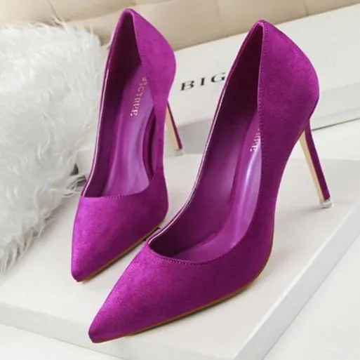 Women suede pointed toe stiletto heels | Daily woking heels | shallow sexy shoes