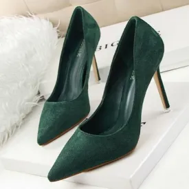 Women suede pointed toe stiletto heels | Daily woking heels | shallow sexy shoes