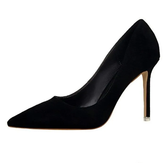 Women suede pointed toe stiletto heels | Daily woking heels | shallow sexy shoes