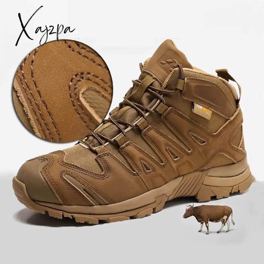 Xajzpa - Top Quality Men Hiking Boots New Autumn Winter Brand Outdoor Mens Sport Cool Trekking Mountain Man Climbing Athletic Shoes