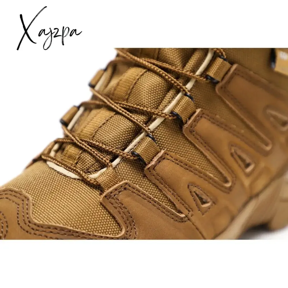 Xajzpa - Top Quality Men Hiking Boots New Autumn Winter Brand Outdoor Mens Sport Cool Trekking Mountain Man Climbing Athletic Shoes