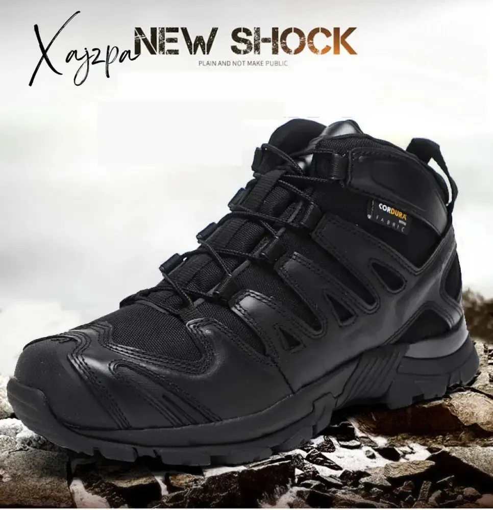 Xajzpa - Top Quality Men Hiking Boots New Autumn Winter Brand Outdoor Mens Sport Cool Trekking Mountain Man Climbing Athletic Shoes