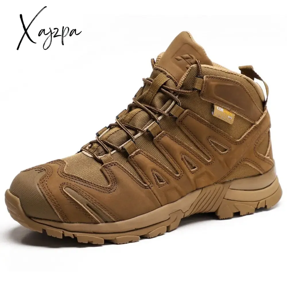 Xajzpa - Top Quality Men Hiking Boots New Autumn Winter Brand Outdoor Mens Sport Cool Trekking Mountain Man Climbing Athletic Shoes